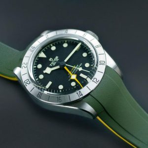 Green and Yellow Rubber Strap for Tudor Black Bay Pro