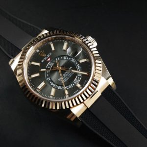 Black Rubber Strap for Rolex Sky-Dweller on Oysterflex