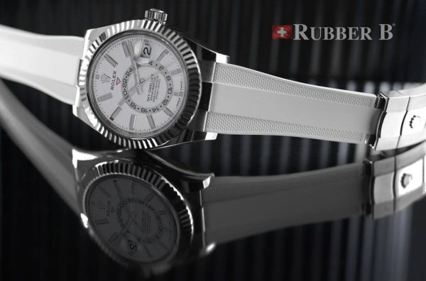 Black Rubber Strap for Rolex Sky-Dweller on Oysterflex