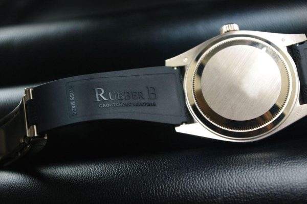 Black Rubber Strap for Rolex Sky-Dweller on Oysterflex