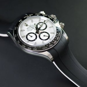 Black and White Rubber Strap for Rolex Daytona 126500LN