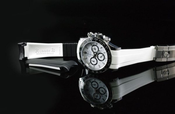 Black and White Rubber Strap for Rolex Daytona 126500LN - Classic Series VulChromatic - Image 2