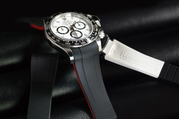 Black and White Rubber Strap for Rolex Daytona 126500LN - Classic Series VulChromatic - Image 3