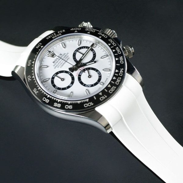 White and Black Rubber Strap for Rolex Daytona 126500LN