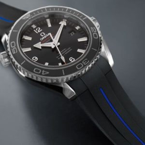 Black-Blue Rubber Strap for Omega Planet Ocean 42mm - Tang Buckle Series