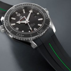 Black-Green Rubber Strap for Omega Planet Ocean 42