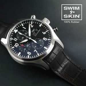 Black Alligator Rubber Strap for IWC Pilot Chrono 41mm