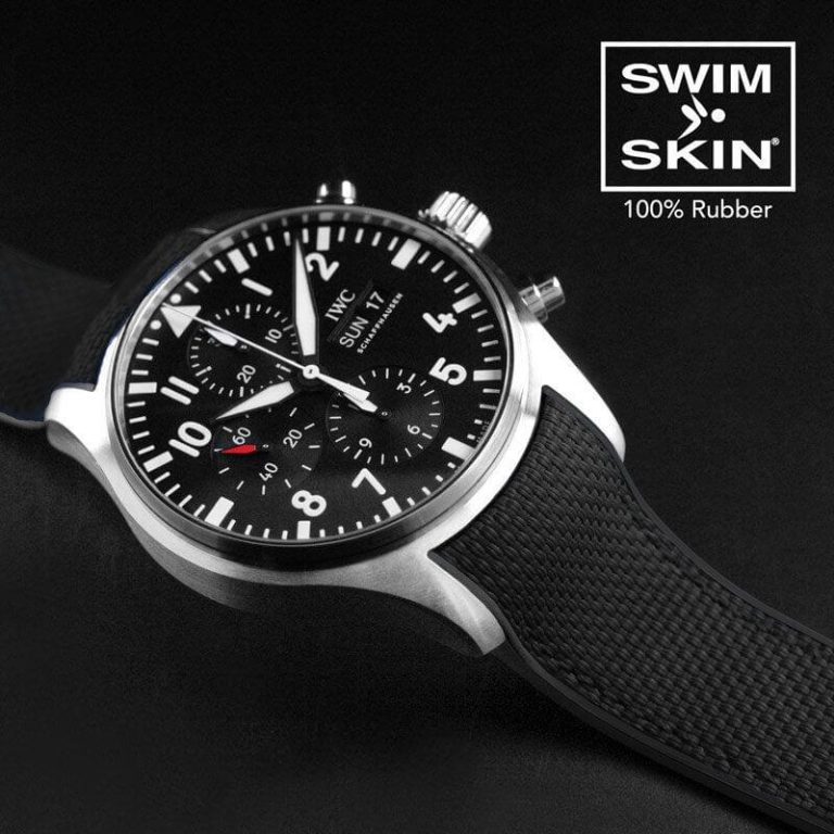 Black Rubber Strap for IWC Pilot Chrono 41mm