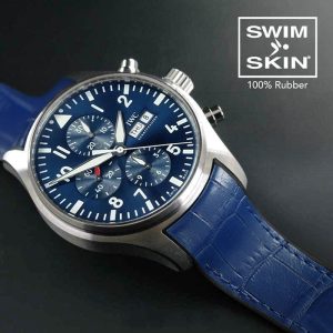 Blue Alligator Rubber Strap for IWC Pilot Chrono 41mm SwimSkin