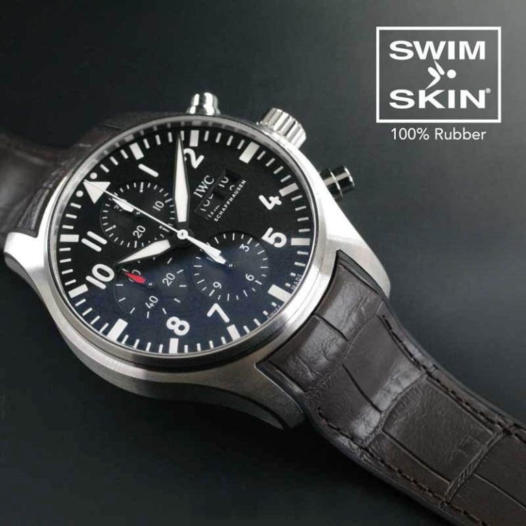 Brown Alligator Rubber Strap for IWC Pilot Chrono 41mm