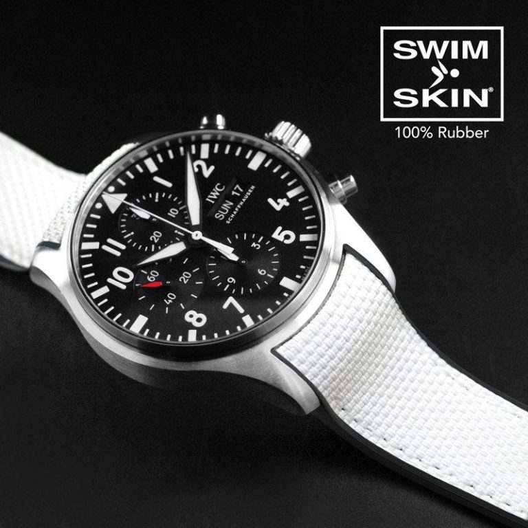 White Rubber Strap for IWC Pilot Chrono 41mm SwimSkin Ballistic