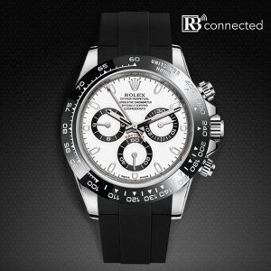 Rubber B Tap-to-Pay Connected Black Connected Rolex Daytona 116500LN "Panda" Rubber Strap