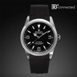 Rubber B Tap-to-Pay Connected Black Connected Rolex Explorer 39mm Rubber Strap