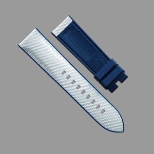 Blue and White Ballistic Strap for Apple Watch 42mm - SwimSkin 100% Rubber