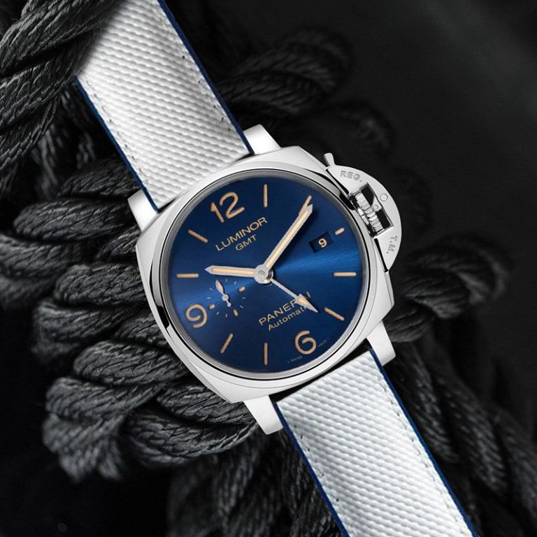 Blue and White Strap for Panerai Luminor 44mm - SwimSkin Ballistic