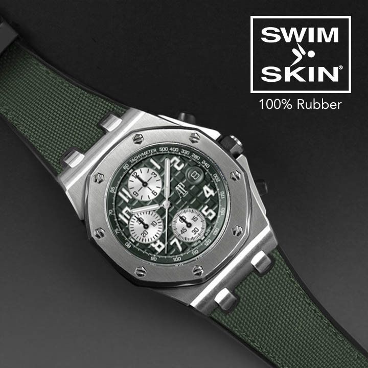 Green Rubber Strap for Audemars Piguet Royal Oak Offshore 42mm - SwimSkin® Sailcloth