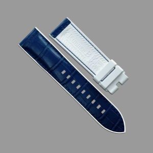 Blue and White Alligator Strap for Apple Watch 44mm - SwimSkin 100% Rubber