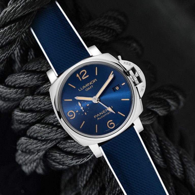 White and Blue Rubber Ballistic Strap for Panerai Luminor 1950 44mm - Type II
