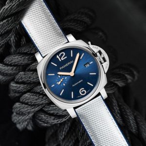 Blue and White Rubber Strap for Panerai 42mm - SwimSkin Ballistic