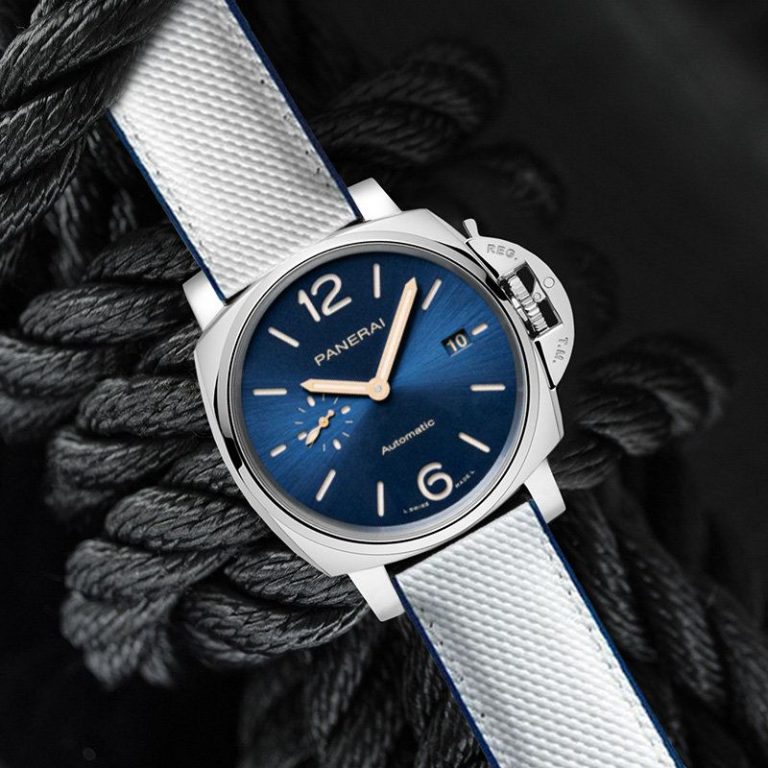 Blue and White Rubber Strap for Panerai 42mm - SwimSkin Ballistic