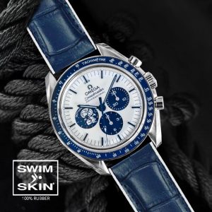 Blue Alligator Rubber Strap for Omega Speedmaster Professional 42mm - SwimSkin