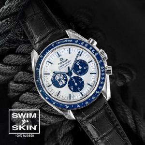 Black Alligator Rubber Strap for Omega Speedmaster Professional 42mm - SwimSkin