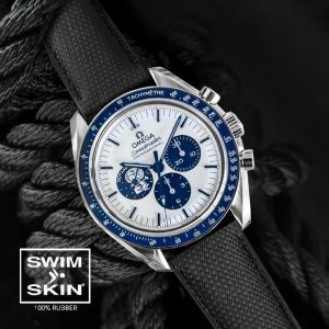 Black Ballistic Rubber Strap for Omega Speedmaster Professional 42mm - SwimSkin