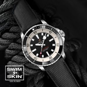 Black Rubber Strap For SuperOcean 42mm a17375 SwimSkin Ballistic