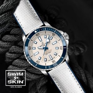 Blue White Rubber Strap For SuperOcean 42mm a17375 SwimSkin Ballistic
