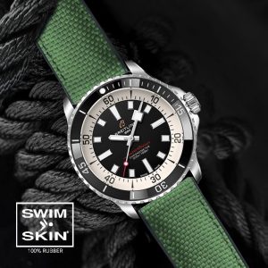 Green Rubber Strap For SuperOcean 42mm a17375 SwimSkin Ballistic