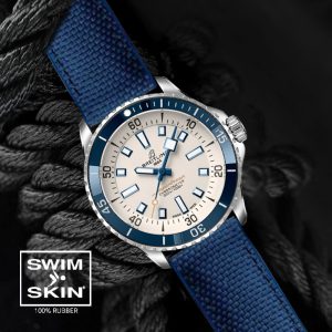 Navy Blue Rubber Strap For SuperOcean 42mm a17375 SwimSkin Ballistic