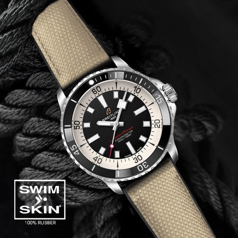 Sahara Tan Rubber Strap For SuperOcean 42mm a17375 SwimSkin Ballistic