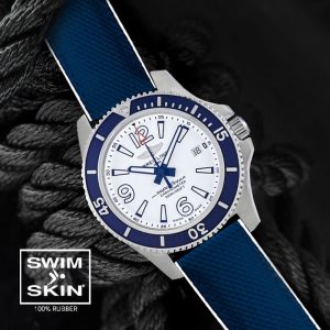 Ballistic White Blue Rubber Strap For SuperOcean 42mm - A17366D81A1A1