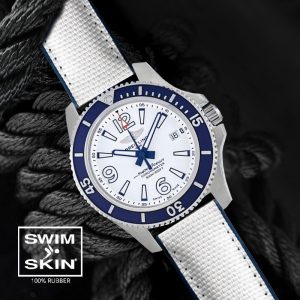 Ballistic Blue White Rubber Strap For SuperOcean 42mm - A17366D81A1A1