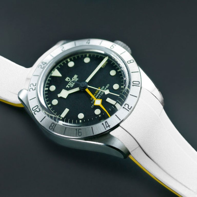 White and Yellow Rubber Strap for Tudor Black Bay Pro
