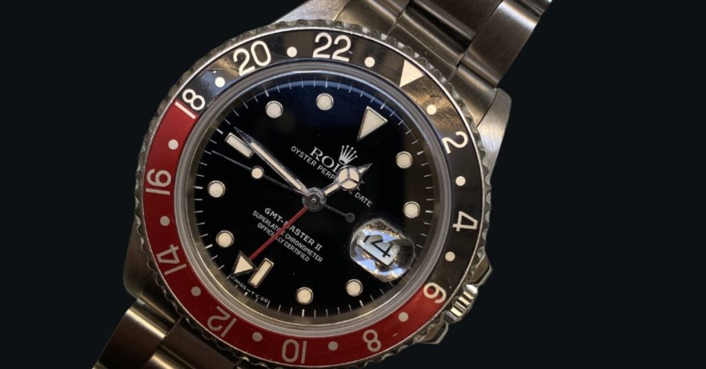 Rolex GMT Master II Coke red black bezel rubber strap 