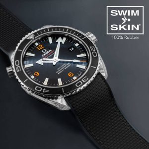 Black Rubber Ballistic Strap for Omega Seamaster Planet Ocean 45.5mm - SwimSkin®
