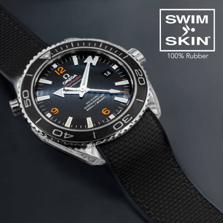 Black Rubber Ballistic Strap for Omega Seamaster Planet Ocean 45.5mm - SwimSkin®