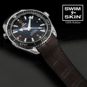 Brown Rubber Alligator Strap for Omega Seamaster Planet Ocean 45