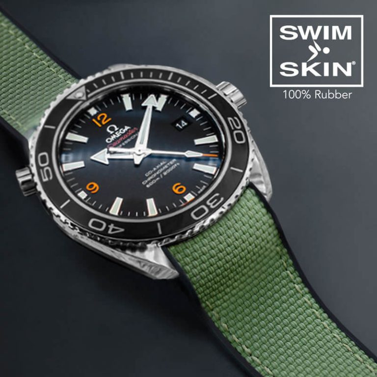 Green Rubber Ballistic Strap for Omega Seamaster Planet Ocean 45.5mm - SwimSkin®