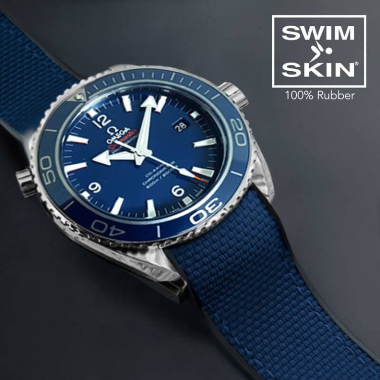 Blue Rubber Ballistic Strap for Omega Seamaster Planet Ocean 45.5mm - SwimSkin®