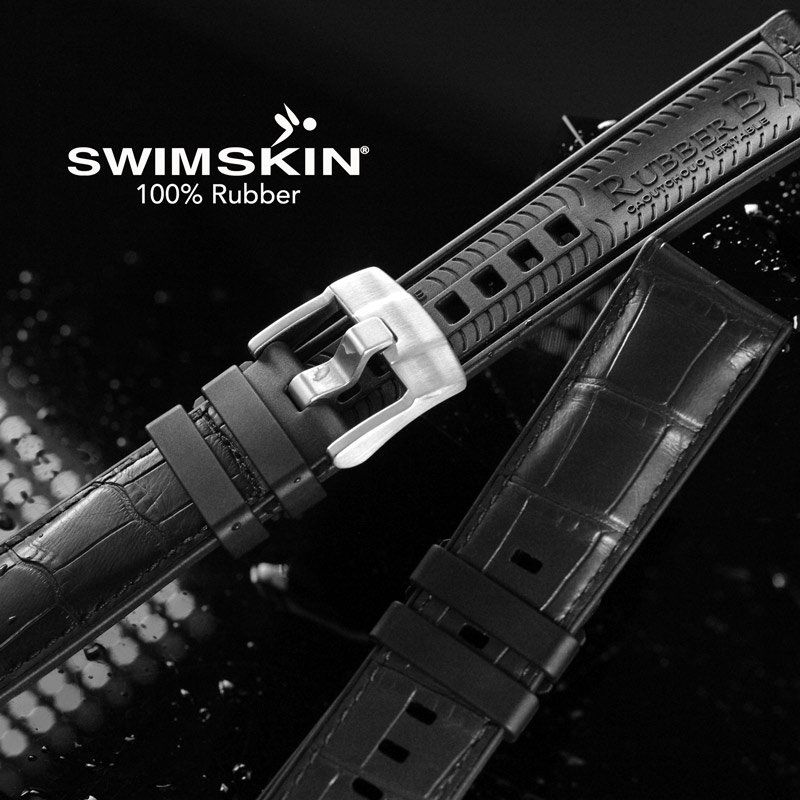 YT Skin★ブライトニングプラス★送料無料 22mm Vegan Watch Band - Universal 22mm SwimSkin® Alligator | Rubber B