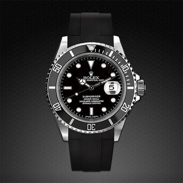 Braloba Ag / SA Curved End Rubber Strap for Rolex Submariner Ceramic Watch White Rubber / 5 Links by 5 Links
