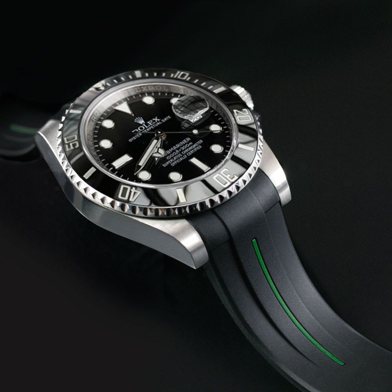 RUBBER STRAP FOR ROLEX SUBMARINER - FOREST GREEN