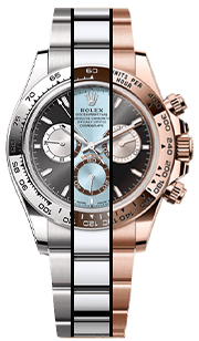 <p>2023-Current<br><strong>OYSTER BRACELET Rolex Daytona </strong><br>(126509, 126506, 126505)<br> White gold, Platinum, and Rose Gold</p>