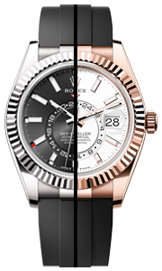 Rolex Sky-Dweller on Oysterflex Bracelet White Gold, Yellow Gold, &amp; Rose Gold
