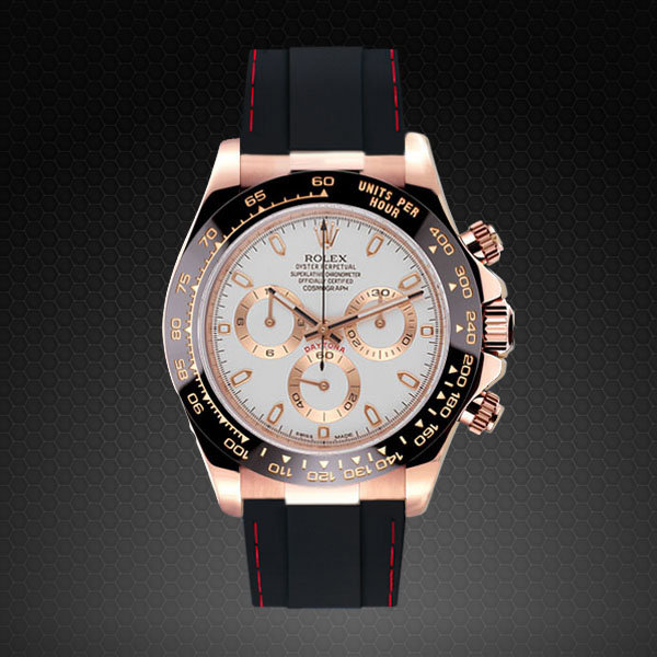 rose gold rolex with rubber strap